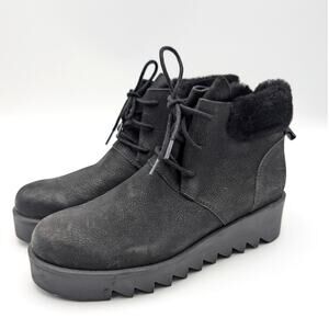 Eileen Fisher Kenille Genuine Shearling Trim Wedge Bootie Women's US6.5 EU37